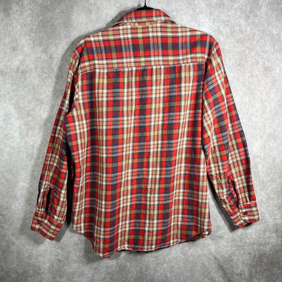 Vintage The Men's Shop Shirt Mens Large Red Plaid‎ Flannel Button Up Lumberjack - Picture 4 of 7